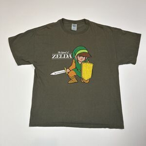 The Legend of Zelda Shirt Adult Large Green Nintendo NES Gamer Tee Mens